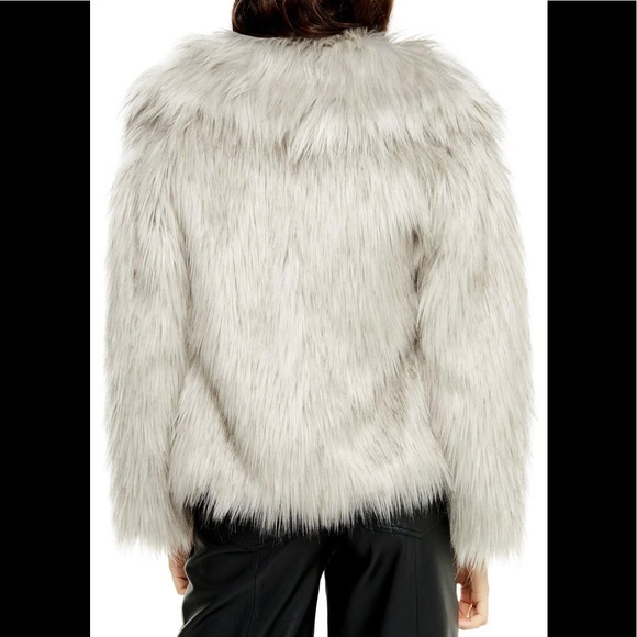 TOPSHOP GREY TIPPED FAUX FUR COAT NWT - Picture 7 of 12